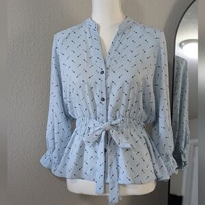 Light Blue Arrow Patterned Top